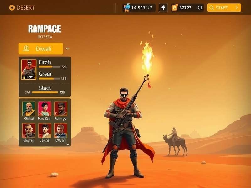 Desert Rampage gameplay screenshot showing desert environment and character